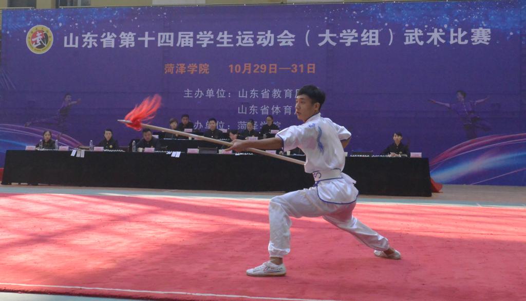 省第十四届学生运动会(大学组)武术比赛男子枪术表演